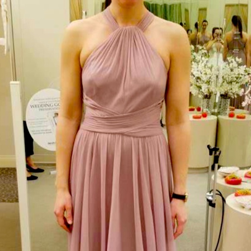 David’s Bridal Bridesmaid Mesh Halter in Ballet Pink Size 8